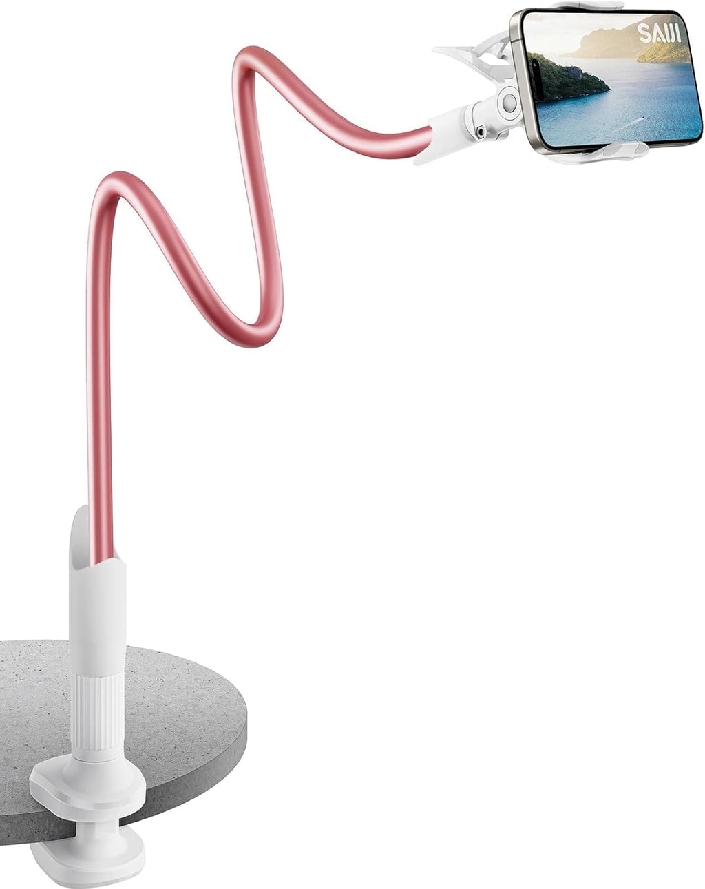 Gooseneck Bed Phone Holder, Flexible Long Arm Phone Mount for Desk, Clip Bracket Clamp Stand, iPhone Stand, Mobile Cell Phone Stand Document Camera Nintendo Switch