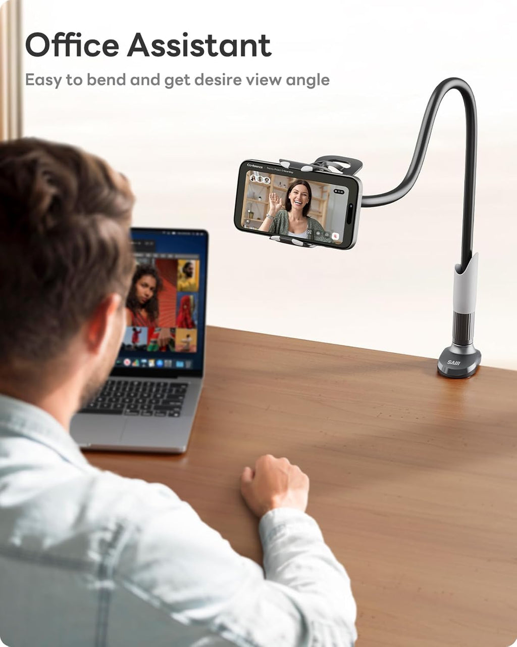 Gooseneck Bed Phone Holder, Flexible Long Arm Phone Mount for Desk, Clip Bracket Clamp Stand, iPhone Stand, Mobile Cell Phone Stand Document Camera Nintendo Switch