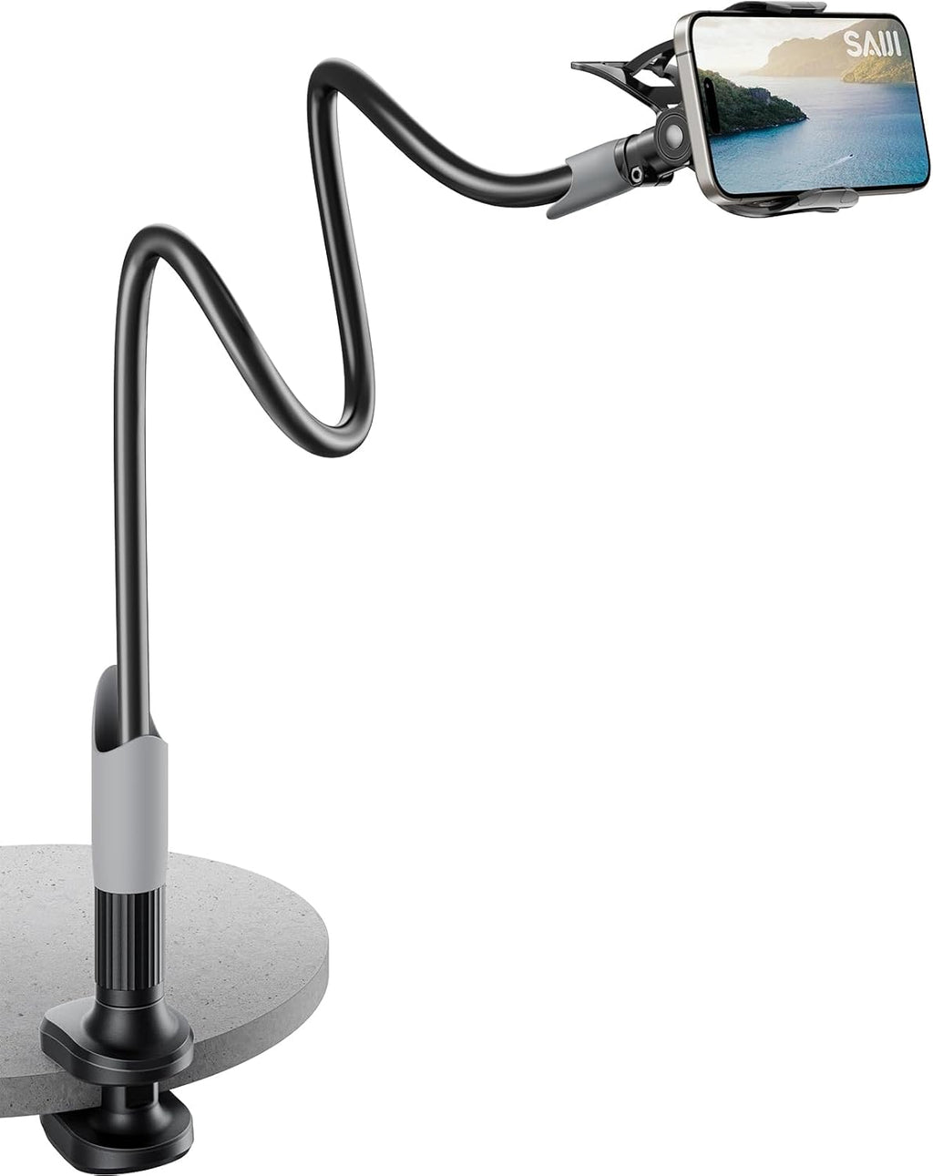 Gooseneck Bed Phone Holder, Flexible Long Arm Phone Mount for Desk, Clip Bracket Clamp Stand, iPhone Stand, Mobile Cell Phone Stand Document Camera Nintendo Switch