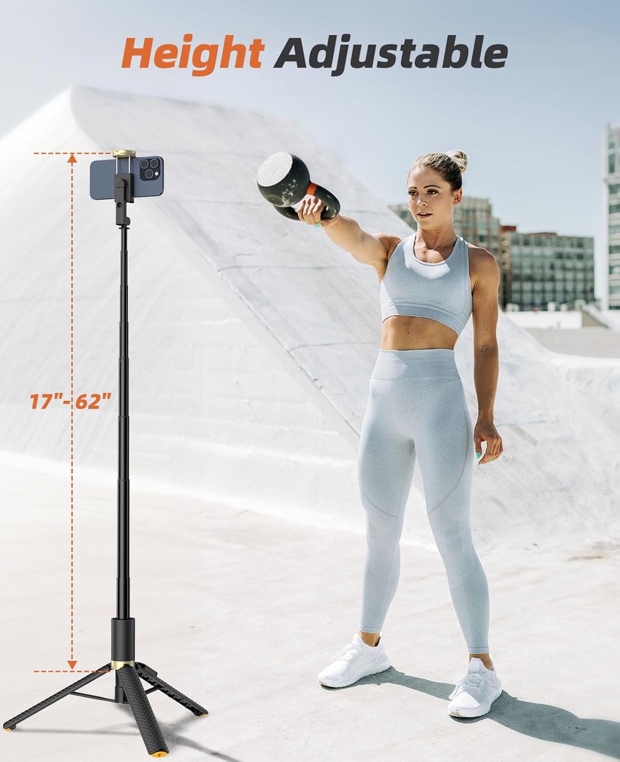 Phone Tripod & Selfie Stick with Remote, Portable, Lightweight for Video Recording Vlog, Extendable Travel Tripod Stand Compatible with iPhone Android, Black Grey Pink Purple White, 62"
